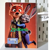 دفتر مشق خط آبی ۵۰ برگ جلد طلقی طرح زوتوپیا